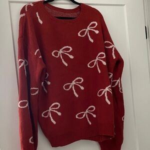 Red Bow Pattern Sweater